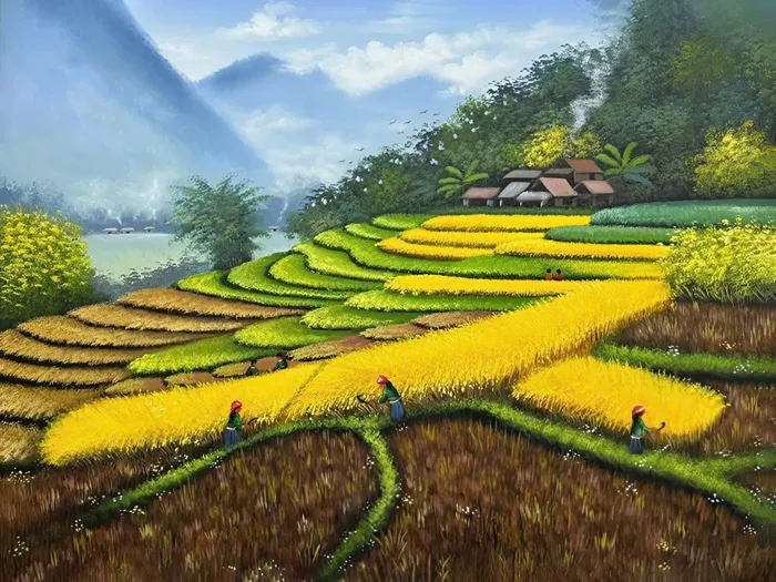 Tranh vùng cao Tây Bắc – Vẻ đẹp hồn Việt giữa núi rừng