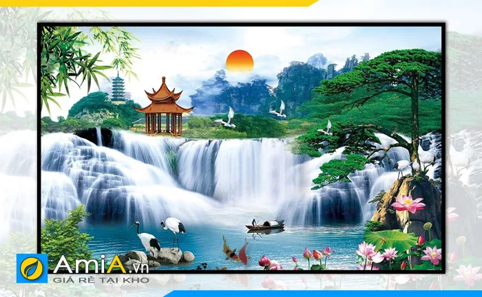 Tranh phong cảnh thác nước đẹp ý nghĩa treo tường OP18012581 - AmiA - Nội  thất đẹp, Giá rẻ tại Kho