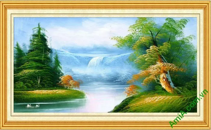 30 Mẫu tranh thác nước đẹp, phong thủy, thiên nhiên