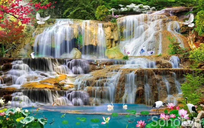 Tranh 3D phong cảnh thác nước- gạch tranh 3D - Hà Nội - SoHot.vn