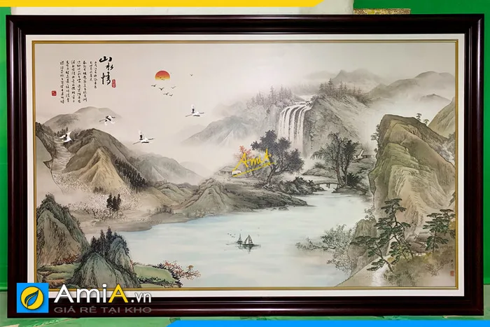 Tranh thủy mặc sơn thủy đẹp sang trọng, ý nghĩa AmiA 2101