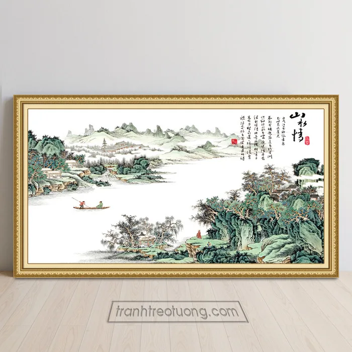Mẫu tranh thuỷ mặc đẹp phong cảnh núi sông TTM173