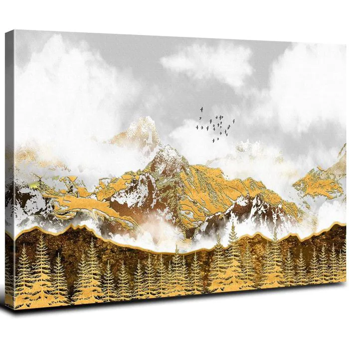 Trừu Tượng Nghệ Thuật Treo Tường Núi Vàng Trang Trí Tường Cho Phòng Khách  Phong Cảnh Thiên Nhiên Canvas Hình Ảnh Phòng Ngủ Vàng F Núi Mây Chim Tranh  ...