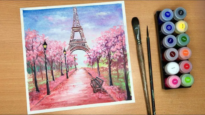 Vẽ Tranh Phong Cảnh Bằng Màu Nước Thiên Long #6 - Watercolor Landscape  Painting| BT Art Drawing