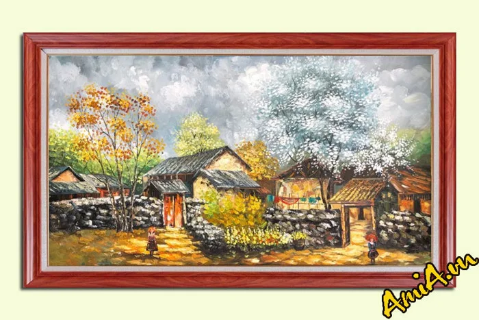 Tranh sơn dầu phong cảnh mùa xuân Tây Bắc Amia TSD 533