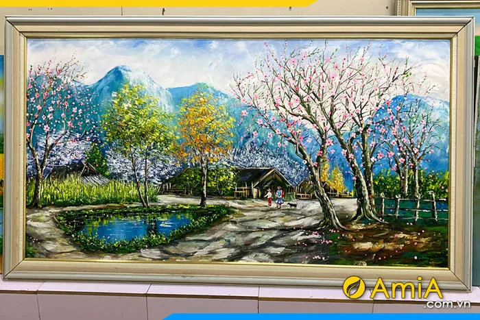 Tranh sơn dầu phong cảnh Xuân Tây Bắc AmiA TSD 658