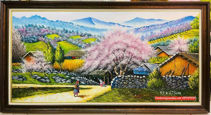 Tranh phong cảnh tây bắc cực kì đẹp SV131 - Tranh Sơn Dầu Hà Nội-Tranh Hà  Nội
