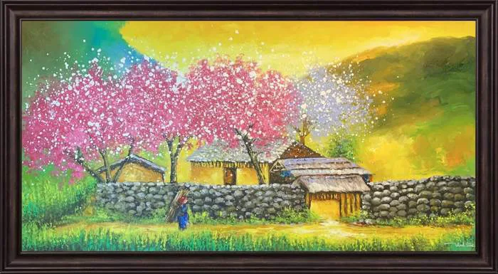 Tranh phong cảnh vùng núi Tây Bắc Sơn Dầu Vẽ Tay 4 VT084