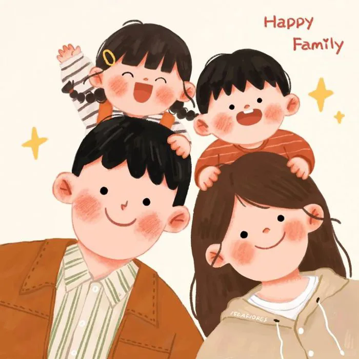 50+ Hình ảnh chibi gia đình 4 người hạnh phúc đầy cảm xúc