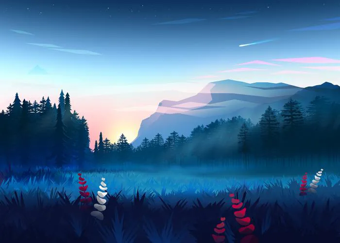 Bộ hình nền Illustration phong cảnh tối giản đẹp mắt | DesignerVN