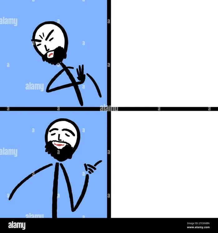 Reaction meme template with negative and positive reaction. Funny cartoon  style meme with blank space for editing Stock Vector Image & Art - Alamy