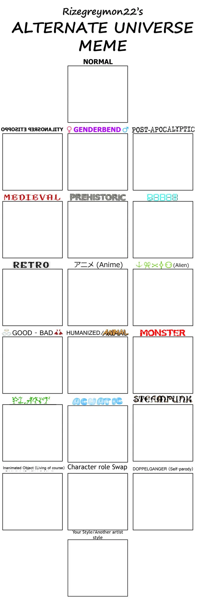 Alternate Universe meme - Blank by RZGmon200 on DeviantArt
