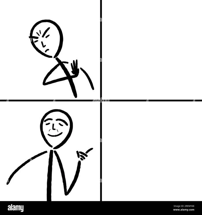 Reaction meme template with negative and positive reaction. Funny comic meme  with blank space for editing Stock Vector Image & Art - Alamy