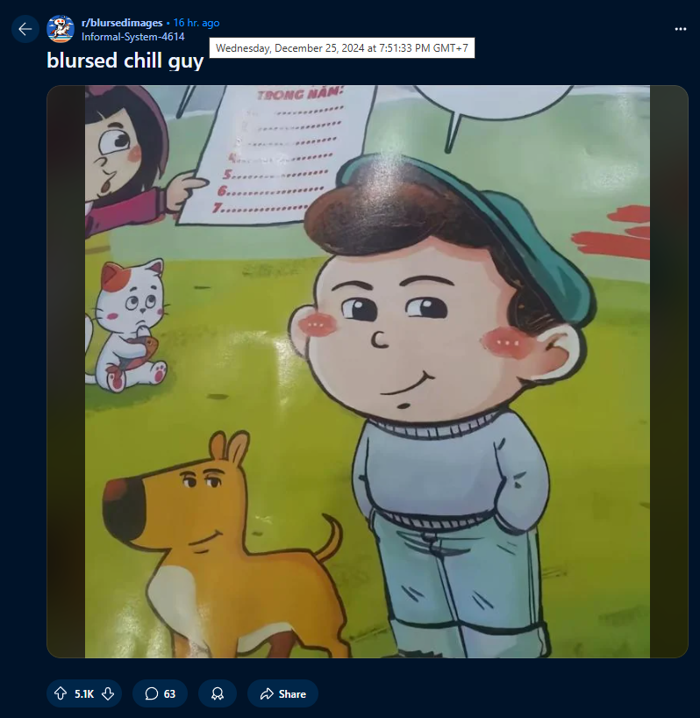 Cư dân mạng quốc tế nghi ngờ meme Chill Guy có nguồn gốc Việt Nam