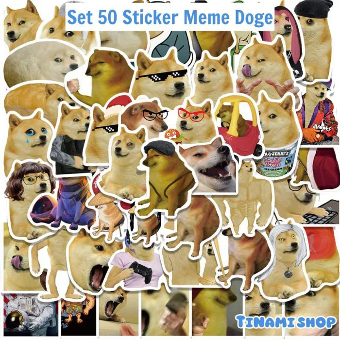 50/100 Sticker meme chó cheems doge hình dán meme vui nhộn hài hước trang  trí đa năng