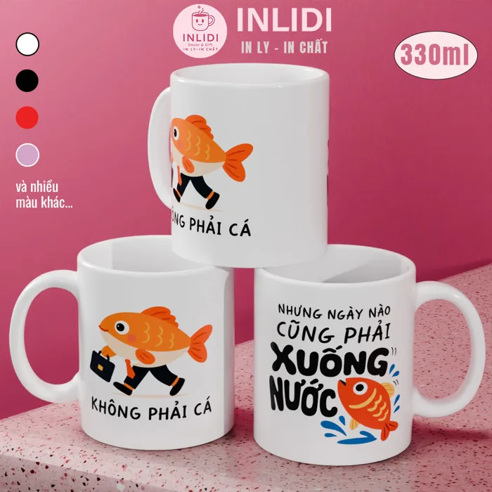 Ly Cốc Sứ Cá Vàng Meme 
