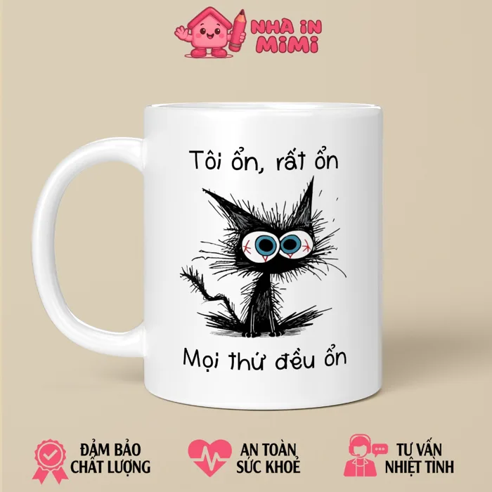 Ly Sứ Cốc Sứ In Hình Mèo Bất Ổn Meme Hài Hước Làm Quà Tặng, Uống Nước, Cafe  - Nhà In Mimi