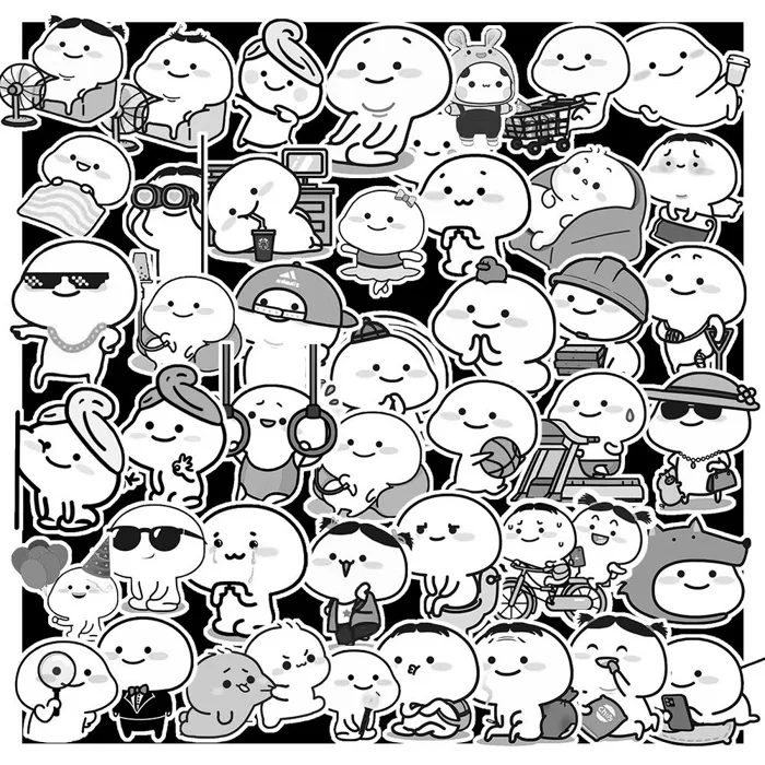 Bộ 50 Sticker Meme Quỷ Trắng Đen – Hài Hước, Tối Giản, Siêu Biểu Cảm