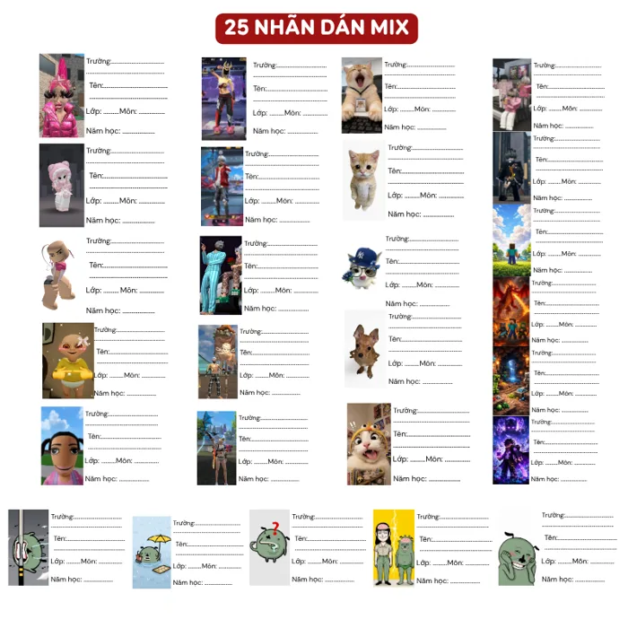 Nhãn Vở Roblox Slay Meme Free Fire Hottrend 2026- Nhãn Dán Sách set15/set25  Happy Birds | Shopee Việt Nam