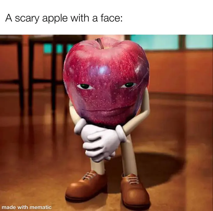 Đúng là mặt ghép ảnh lên quả táo rồi. : r/antimeme