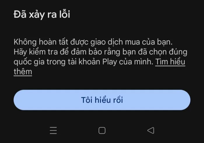 Không thanh toán được - Cộng đồng Google Play