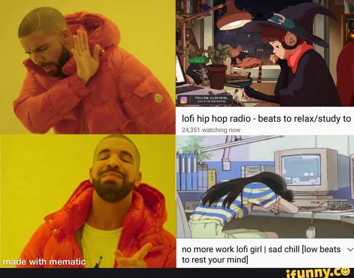 Lofi hip hop radio beats to to watching now no more work lofi girl I sad  chill [low beats - iFunny