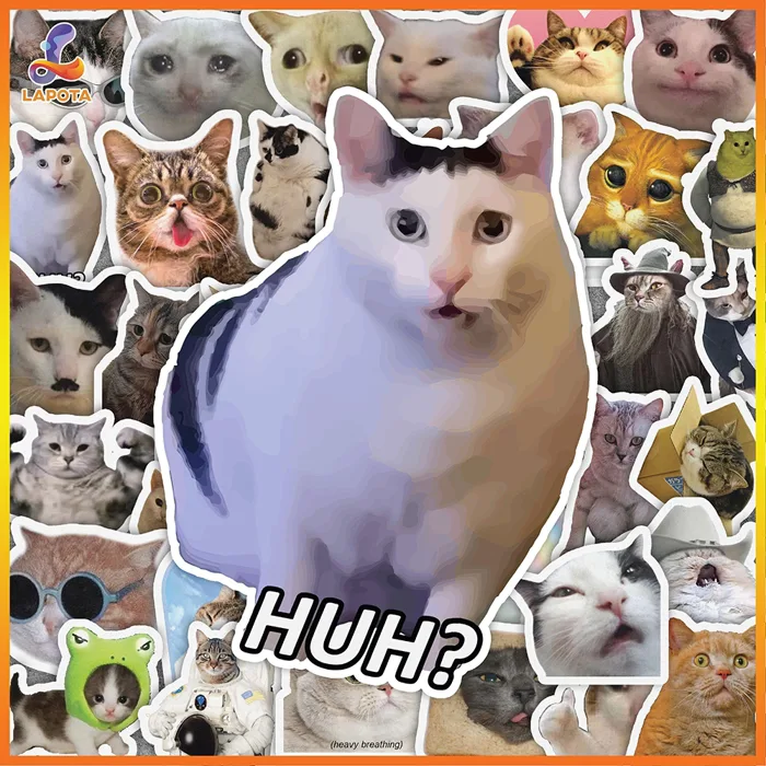Set 50 cái Sticker Mèo Meme, Sticker Meme Mèo Chống Nước, Hình dán Chó Mèo  dán mũ bảo hiểm, dán laptop, dán xe, vali...