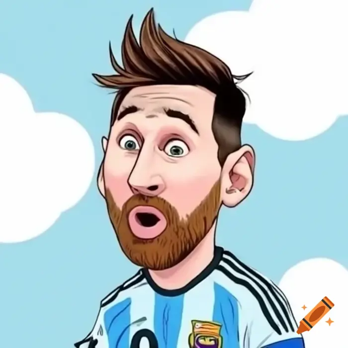 Meme version of surprised Lionel Messi in light blue on Craiyon