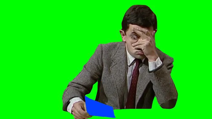 Mr. Bean looking at Exam Paper meme (Green Screen) – CreatorSet