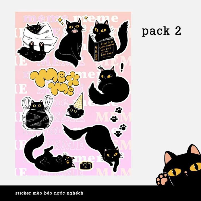 sticker mèo béo Meme ngốc nghếch