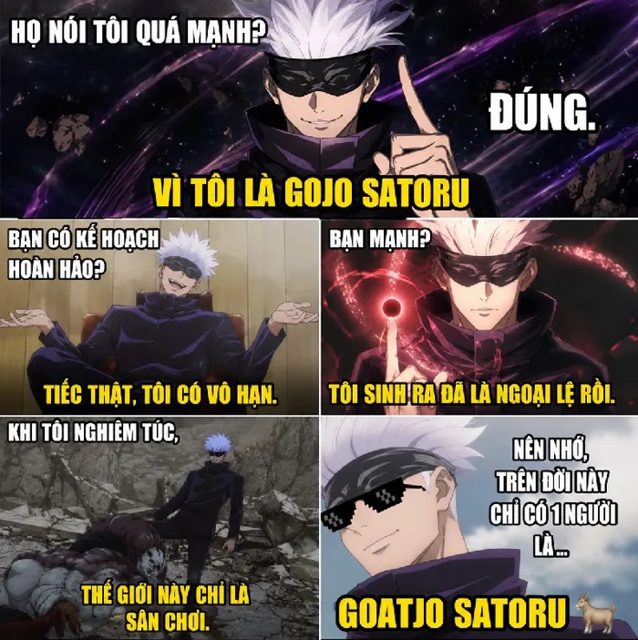 Gojo meme - Ảnh chế Gojo 1/2 bị cắt đôi cười ra nước mắt