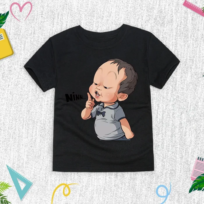 Áo POLYCOTTON In Hình MEME EM BÉ NÍN, dễ thương cho bé trai và bé gái size từ 10-90kg | Shopee Việt Nam