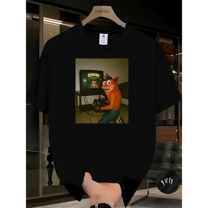 Áo thun nam cotton 100% oversize mùa hè phong cách Mỹ Crash Bandicoot đa  năng phối đồ | Shopee Việt Nam