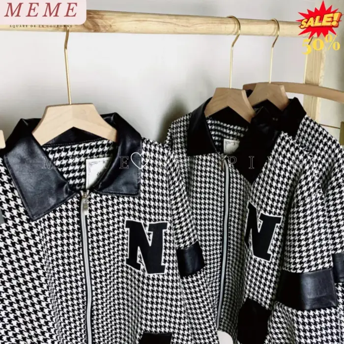 Áo Khoác dạ caro phối da cổ cánh tay siêu sang chảnh dễ phối đồ | Lazada  Việt Nam