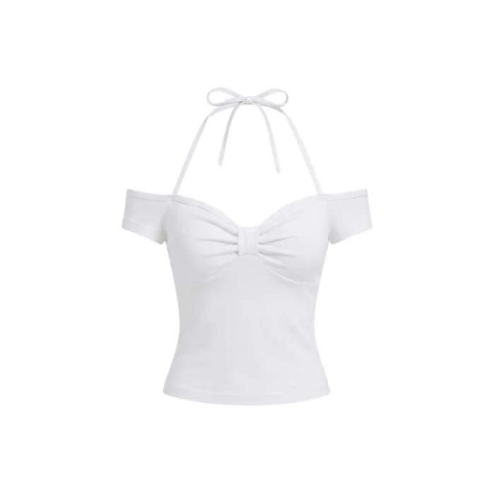 MỞ BÁN] Áo Trễ Vai Kiểu Nữ Dây Buộc Cổ Yếm Phối Nơ Xoắn Ôm Body Nữ Tính  Nhiều Màu Basic - 𝐁𝐘 𝐌𝐄𝐌𝐄 | Shopee Việt Nam