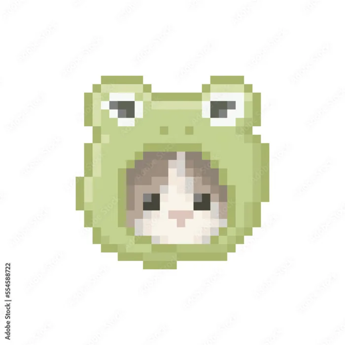 Cat illustration with toad hat, pixel art meme Stock Vector | Adobe Stock