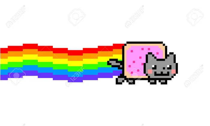 Space Cat And Rainbow Vector Meme Isolated On White Background. Colorful 8  Bit Pixel Art. Flat Digital Vector Illustration Royalty Free SVG, Cliparts,  Vectors, and Stock Illustration. Image 171035742.