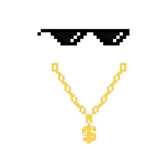 Black thug life meme glasses in pixel art style 4567680 Vector Art at  Vecteezy