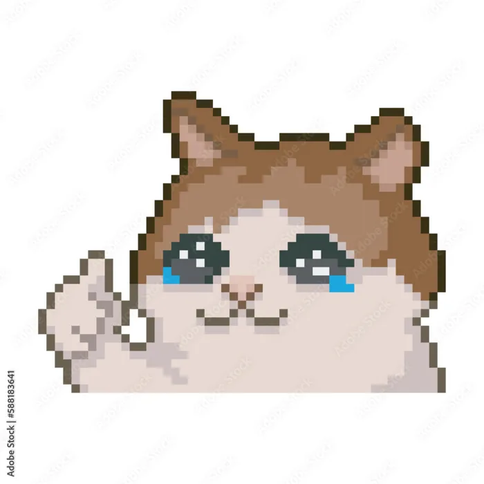 Photography Poster Cat with thumb up, pixel art meme | Wall Art | UKposters
