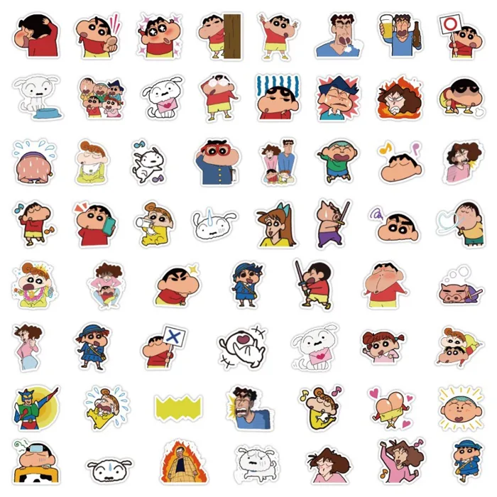 Set 50 hình sticker dán cậu bé bút chì shin-chan meme capybara one piece dán máy tính vali sổ mũ bảo hiểm chống nước