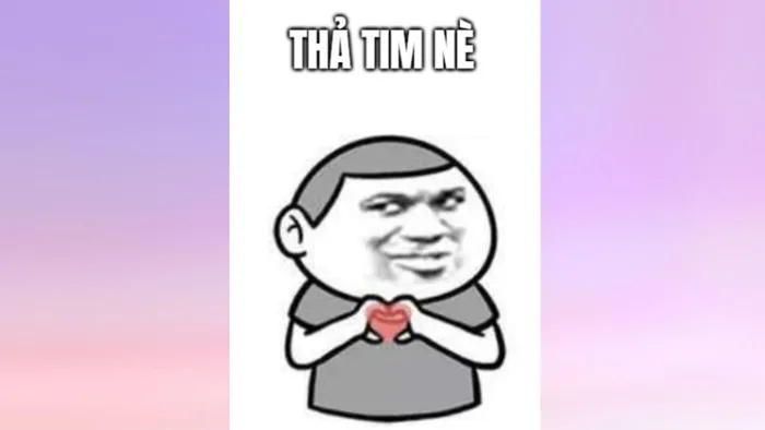 Meme thả tim thể hiện sự yêu thương quý mến của người gửi