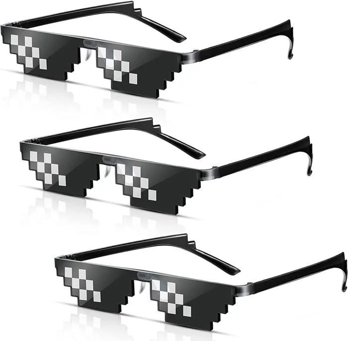 Mua JDD 3 Pack Whole Thug Life 8 Bits Pixelated Meme Party Sunglasses  Mosaic Gamer Photo Props Glasses for Men Women, Black, Large trên Amazon Mỹ  chính hãng 2026 | Fado