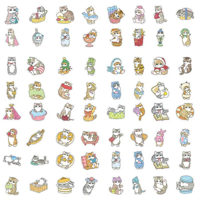 Bộ 80 sticker meme mèo hình dán đáng yêu phong cách vẽ tay chủ đề thú cưng