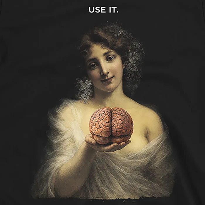 Use Your Brain Vintage Art T-Shirt, Classical Painting Meme Tee - Macabre  Apparel